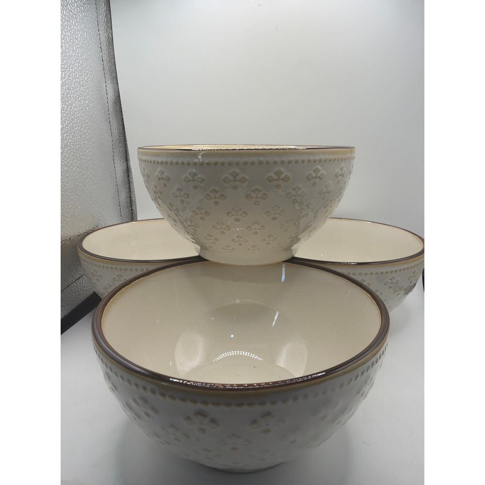 4 PFALTZGRAFF JOANNE Cream color SOUP CEREAL BOWLS  5.3"